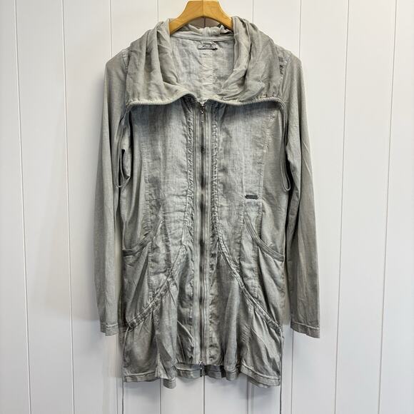 Simclan Distress Wash Jacket Women Large (40) Gray Boho Minimalist Artsy Unique - Picture 1 of 9